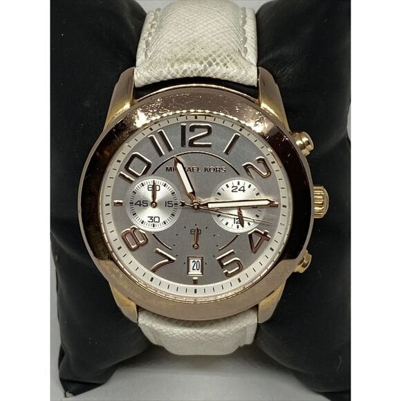 Michael Kors Mercer MK2289 Women's White Leather Analog Dial Quartz Watch UC500 - Picture 2 of 12